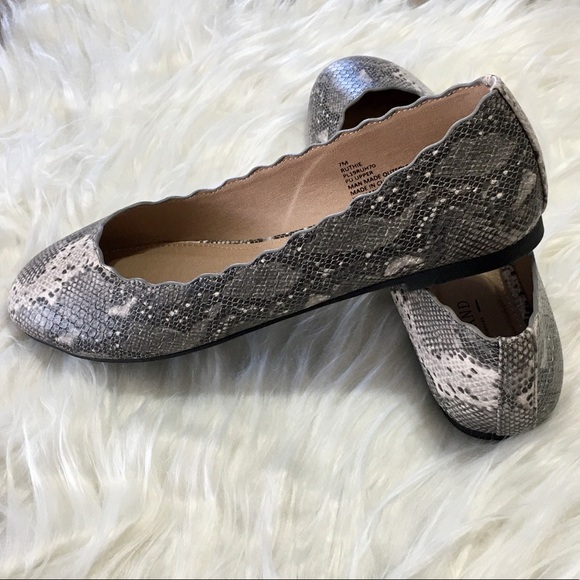Portland Boot Company Shoes - Snakeskin Pattern Ruthie Flat Scalloped Portland